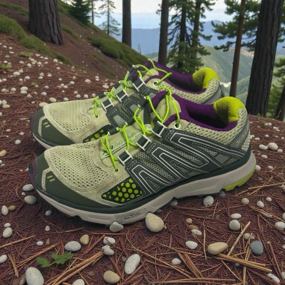 Salomon Shoes - 🔥Salomon 🤑XR Mission Trail Running Hiking Shoes Green Purple Quicklace‎ 6.5